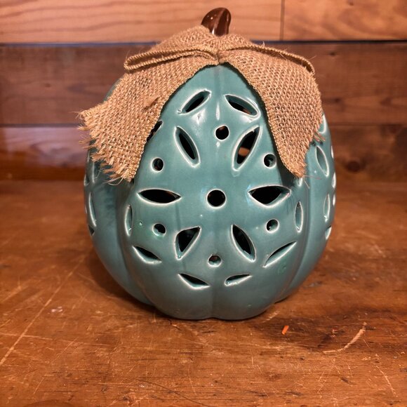 Lighted Ceramic Pumpkin - Picture 1 of 5